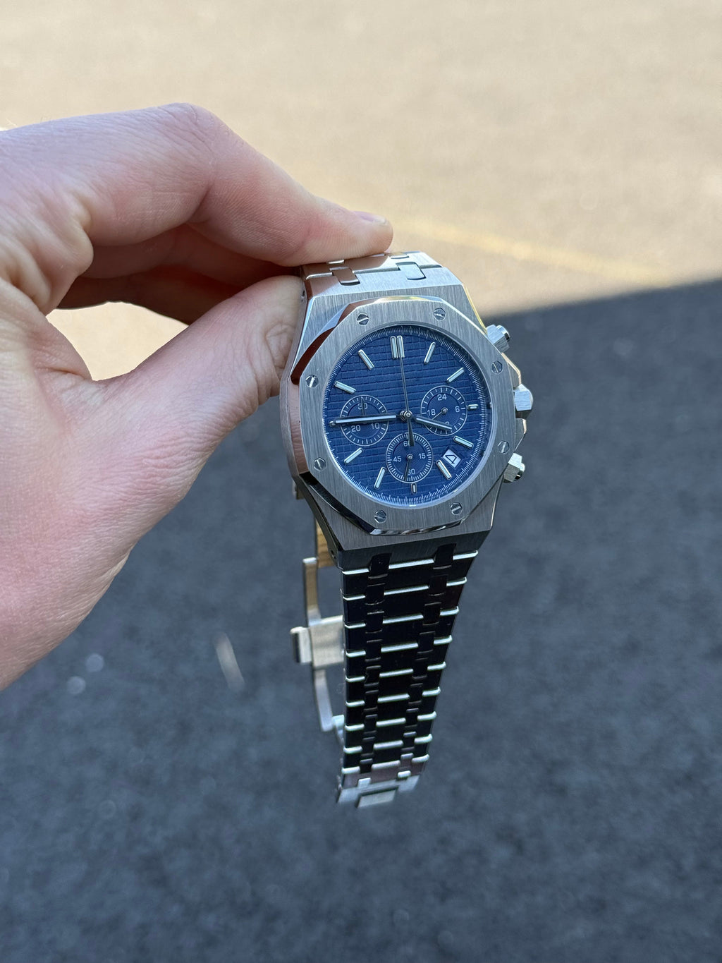 Octagonal Chronograph Blue Dial