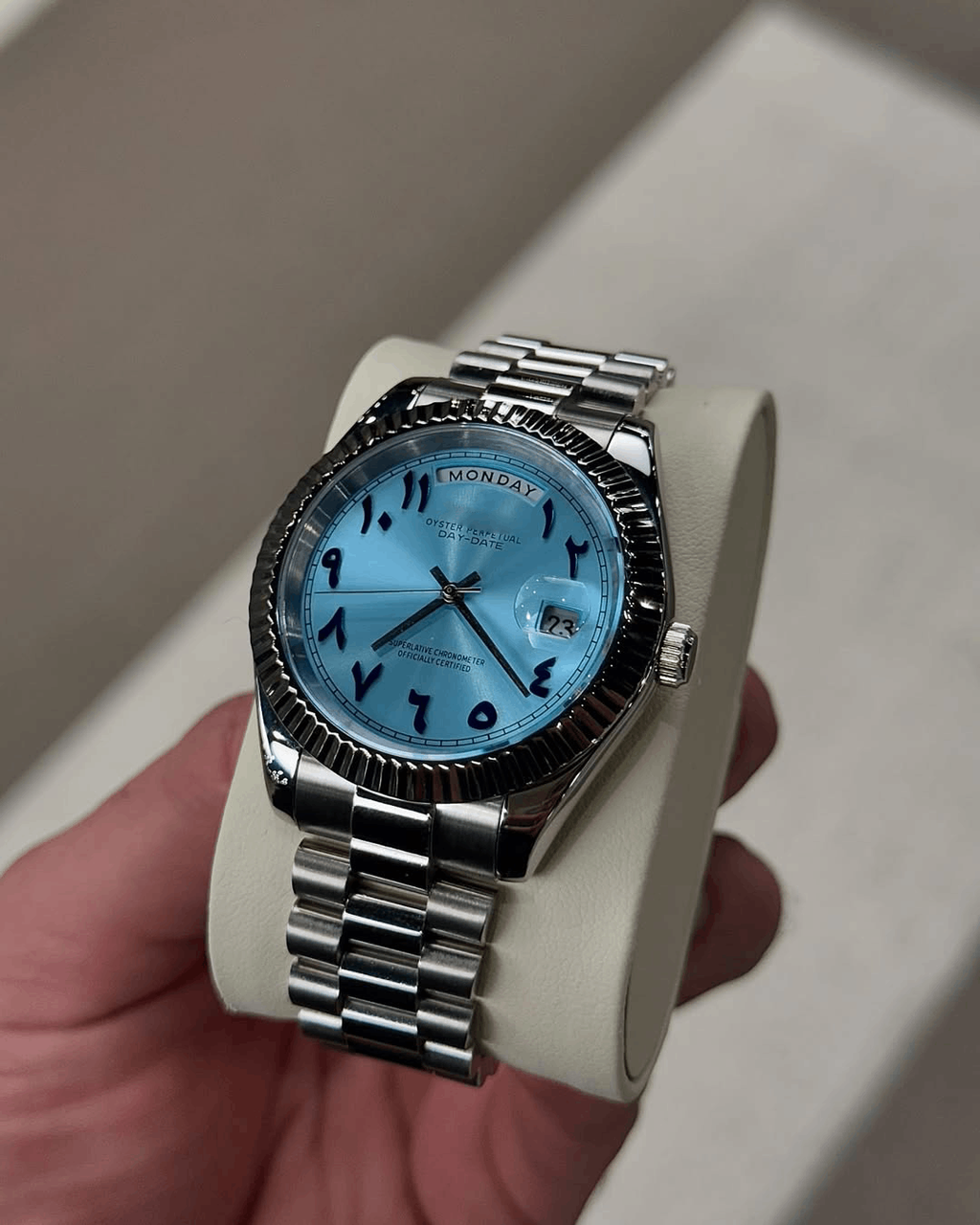 Day & Date Tiffany Blue Arabic Dial