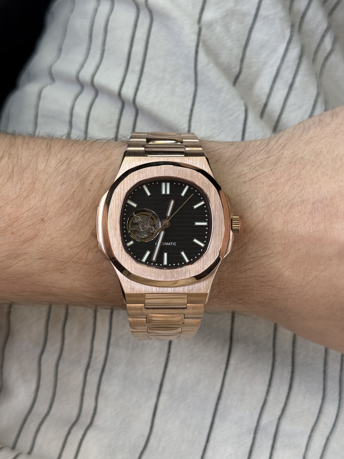 Nautic Noir Rose Gold Open Heart