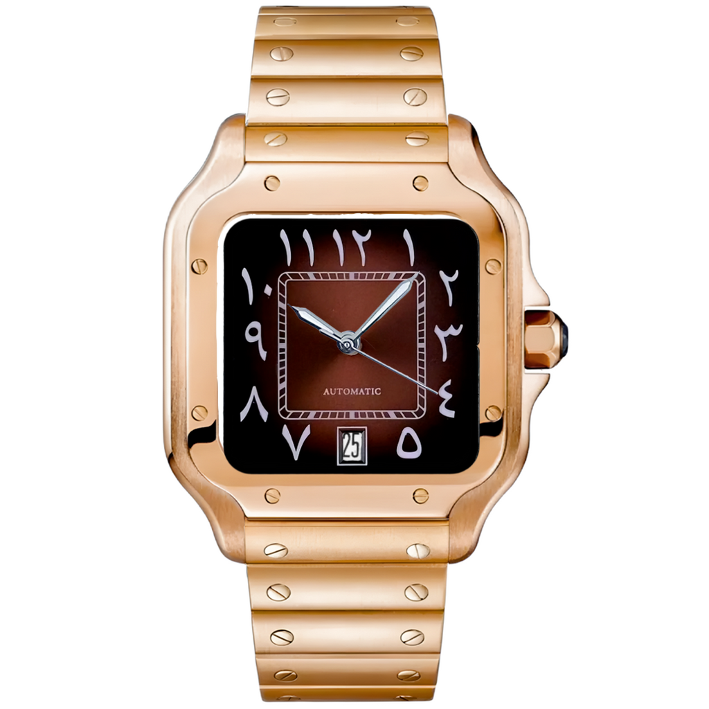 Square Rose Gold Arabic Dial