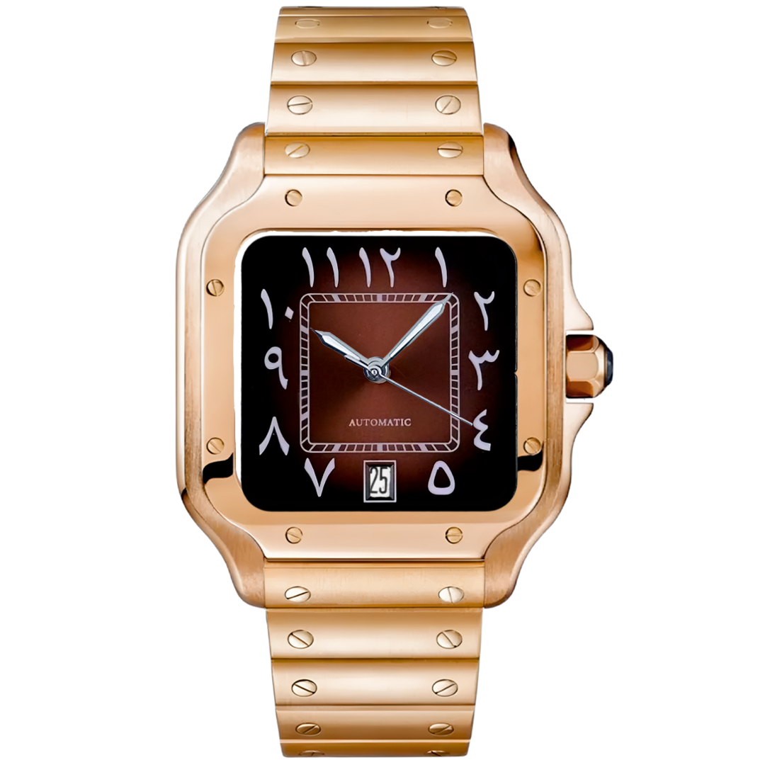 Square Rose Gold Arabic Dial